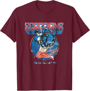 Offizielle Scorpions Savage Amusement World Tour T-Shirt - T-Shirt | Maroon