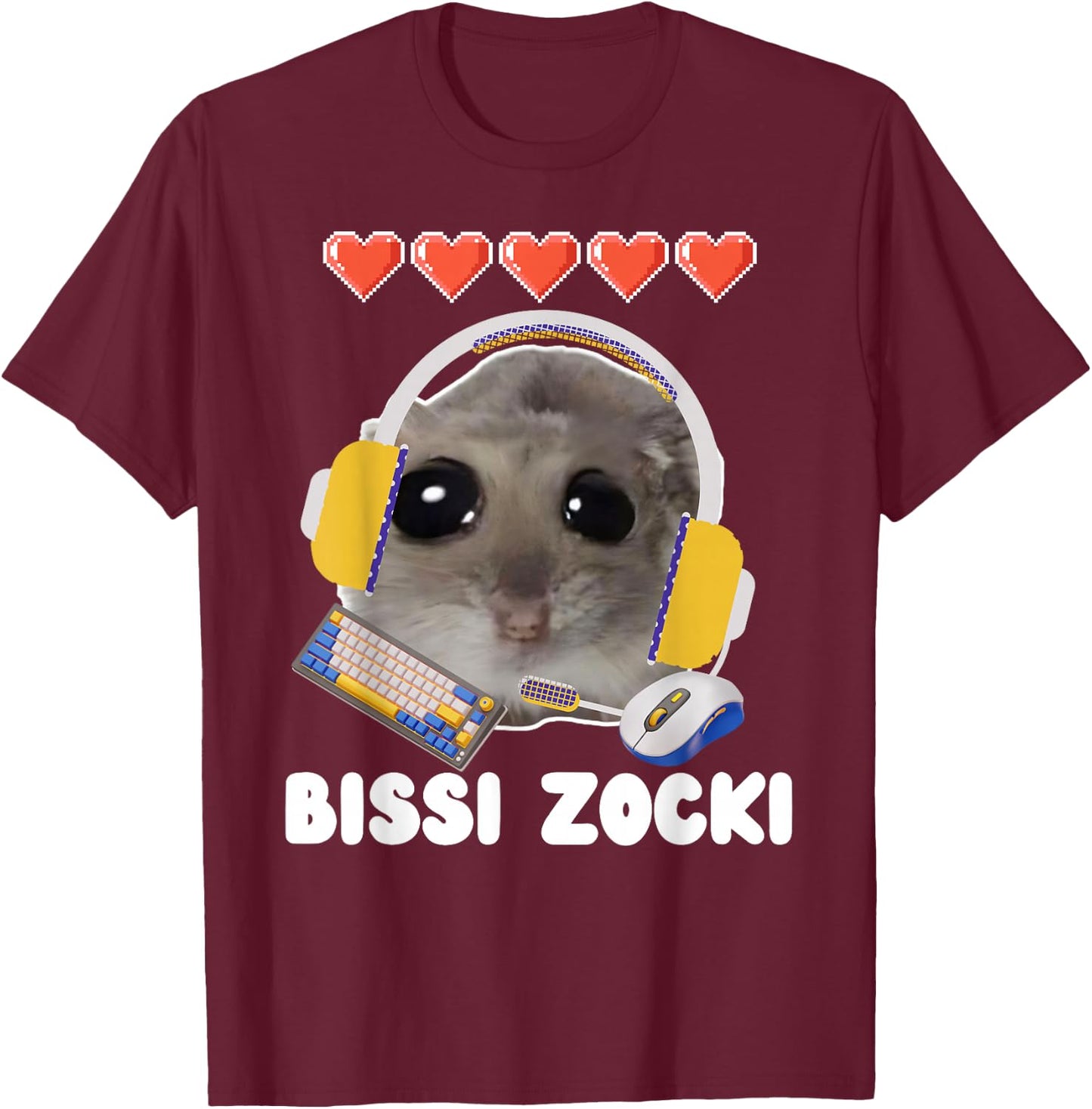 Bissi Zocki Funny Sad Hamster Cute Hamstie , black T-Shirt - T-Shirt | Maroon