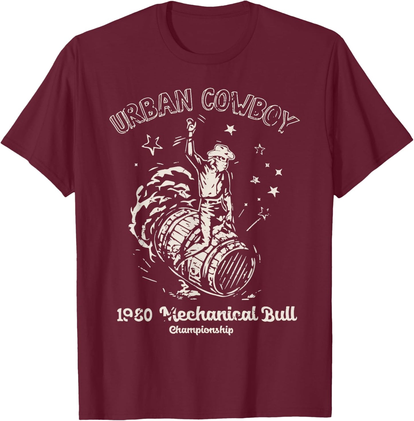 Urban Cowboy 1980's Mechanical Bull T-Shirt - T-Shirt | Maroon