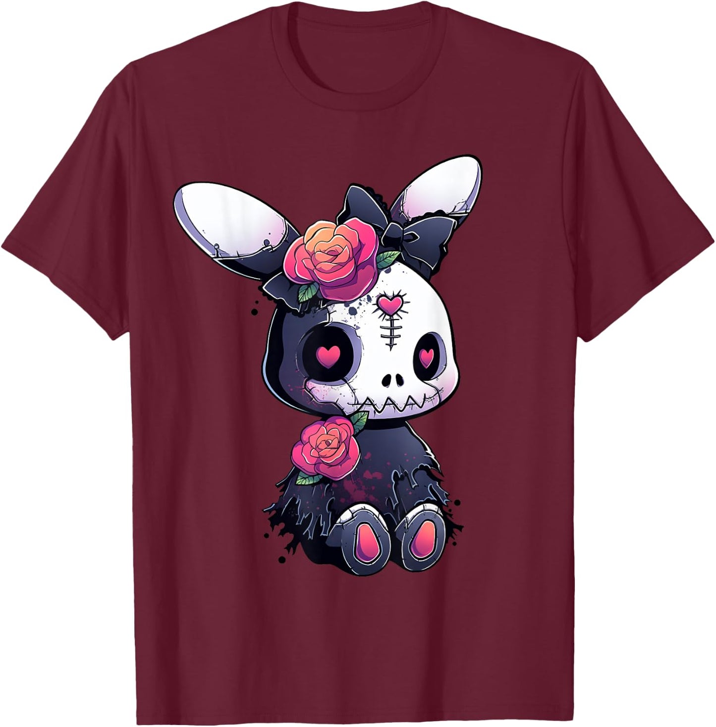 Goth Bunny E-Girl Kawaii Rabbit Cute Gothic Outfit Grunge T-Shirt - T-Shirt | Maroon