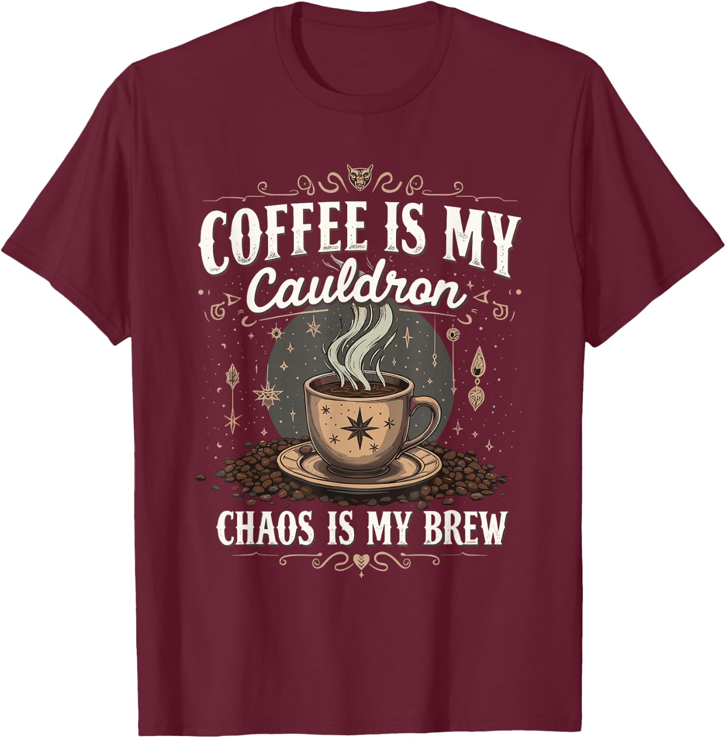 Pretty Sure I’m a Witch or Warlock Magical Mystical Vibes T-Shirt - T-Shirt | Maroon