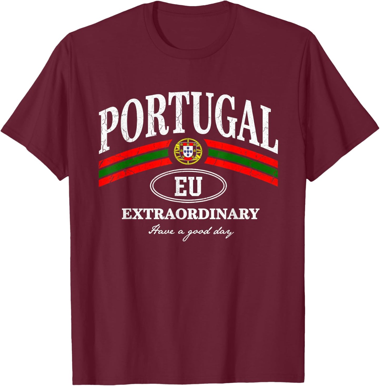 Portugal Lissabon Portugiesischer Fan Retro Vintage T-Shirt - T-Shirt | Maroon
