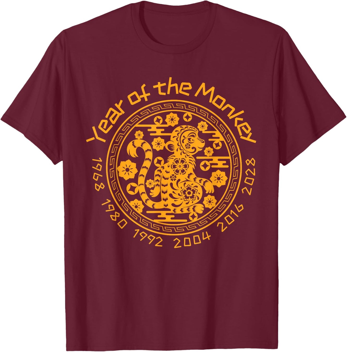 Chinese Year of the Monkey Zodiac Sign T-Shirt - T-Shirt | Maroon