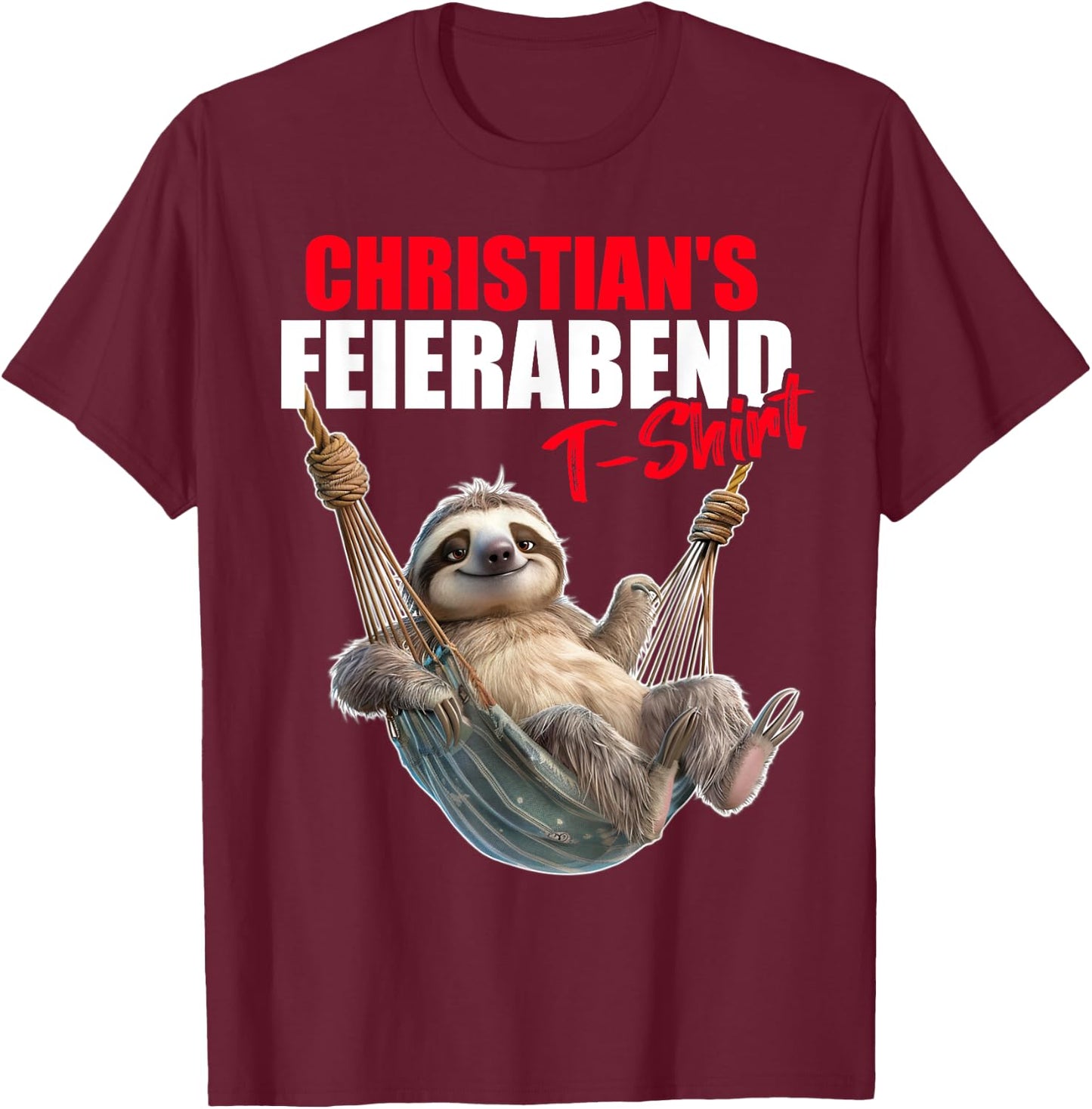 Christ Retirement Evening Sloth First Name Saying , black T-Shirt - T-Shirt | Maroon