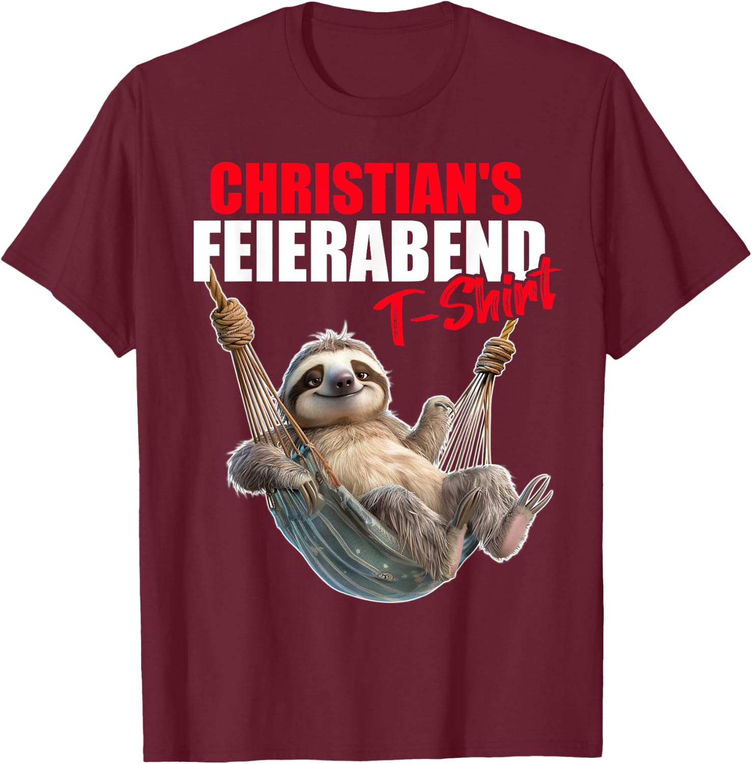 Christ Retirement Evening Sloth First Name Saying , black T-Shirt - T-Shirt | Maroon