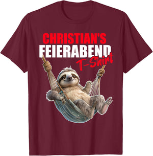 Christ Retirement Evening Sloth First Name Saying , black T-Shirt - T-Shirt | Maroon