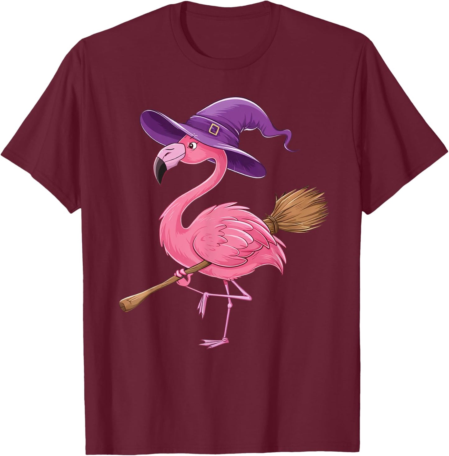 Halloween Flamingo Witch Hats Scary Costumes Men Women Kids T-Shirt - T-Shirt | Maroon