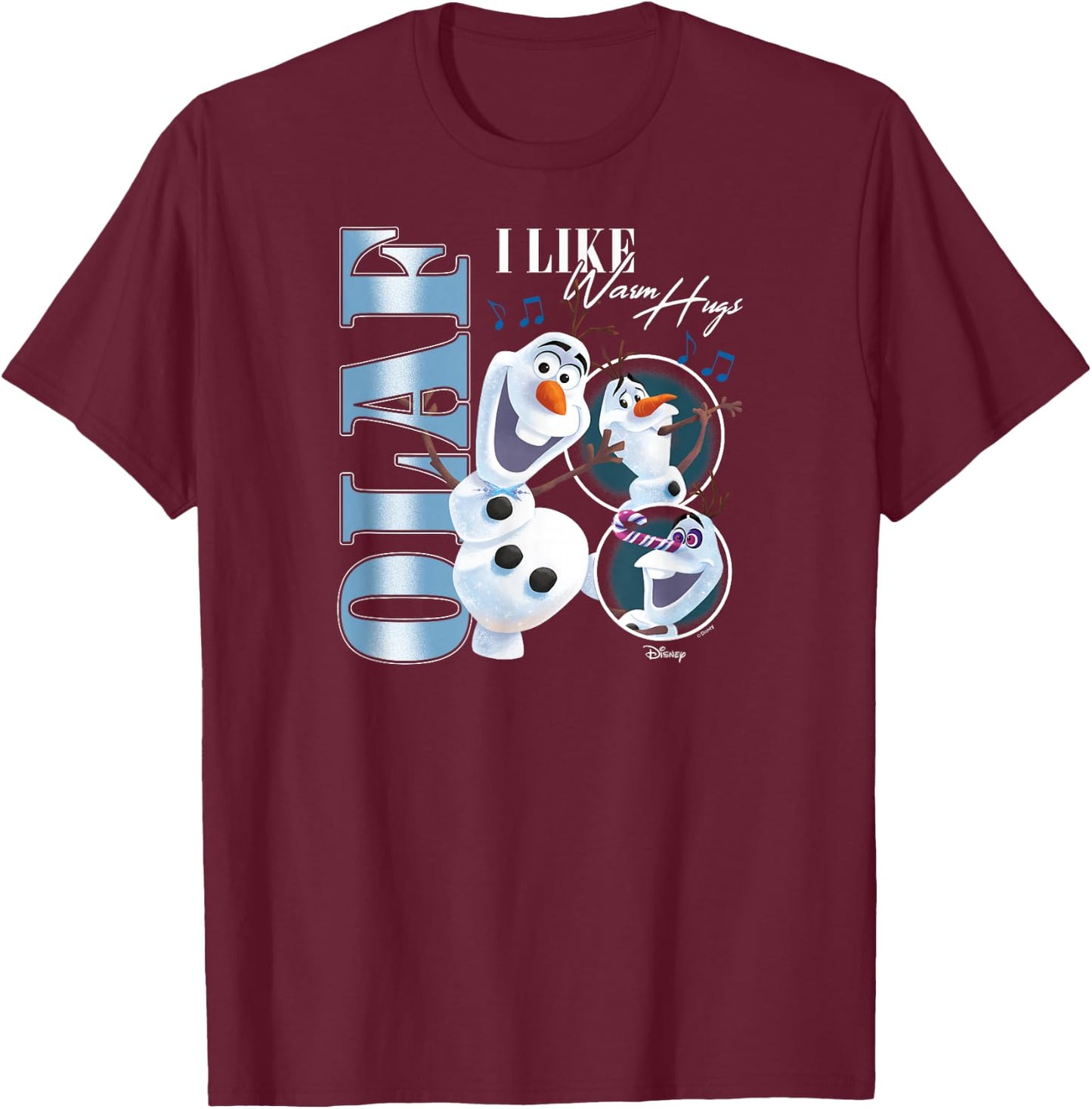 Frozen - Olaf Bootleg I Like Warm Hugs T-Shirt - T-Shirt | Maroon