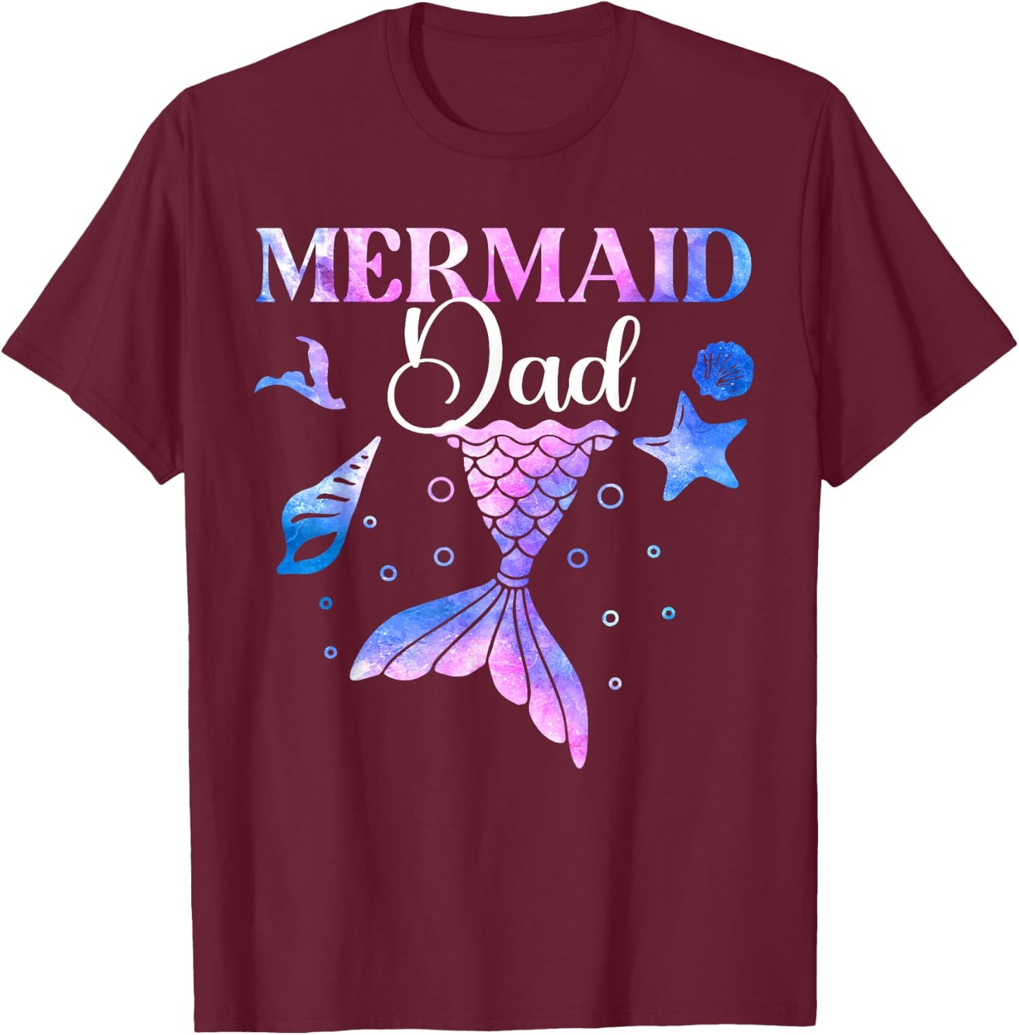 Cool Mermaid Dad Birthday Party Mermazing T-Shirt - T-Shirt | Maroon
