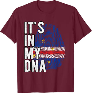 Funny It's in my DNA Flag Cape Verde Fingerprint , Black, S T-Shirt - T-Shirt | Maroon