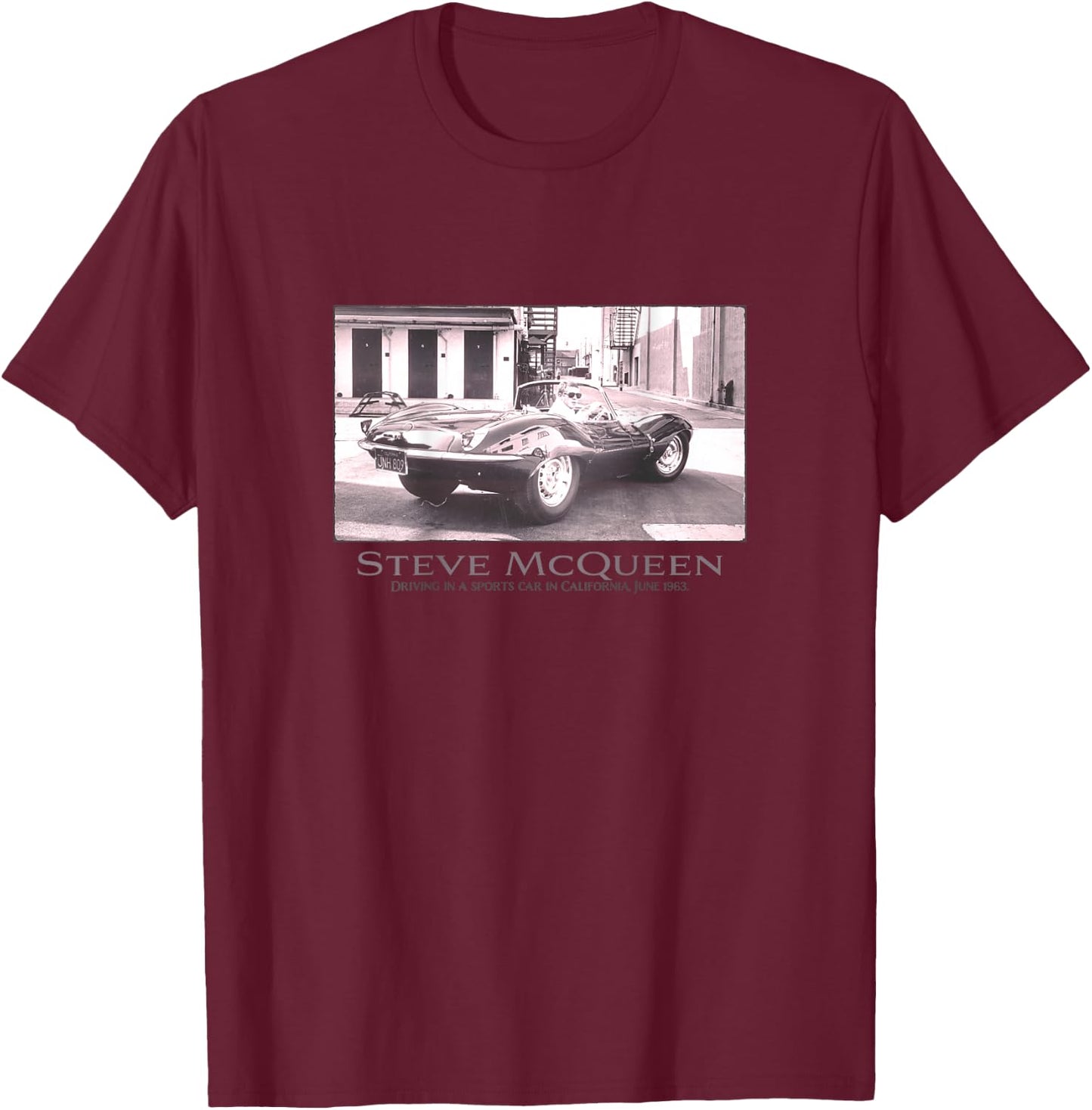 Steve McQueen_002_Back Printed , Black, S T-Shirt - T-Shirt | Maroon