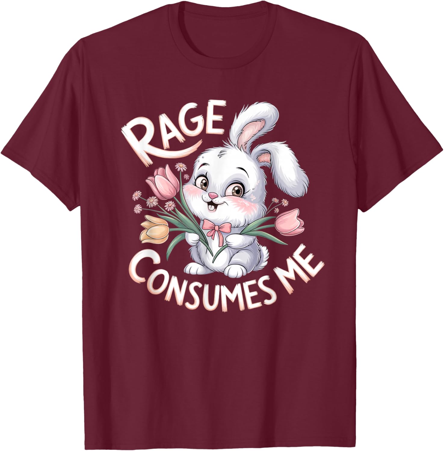 Bunny Rage Consumes Me Bunny Rabbit T-Shirt - T-Shirt | Maroon