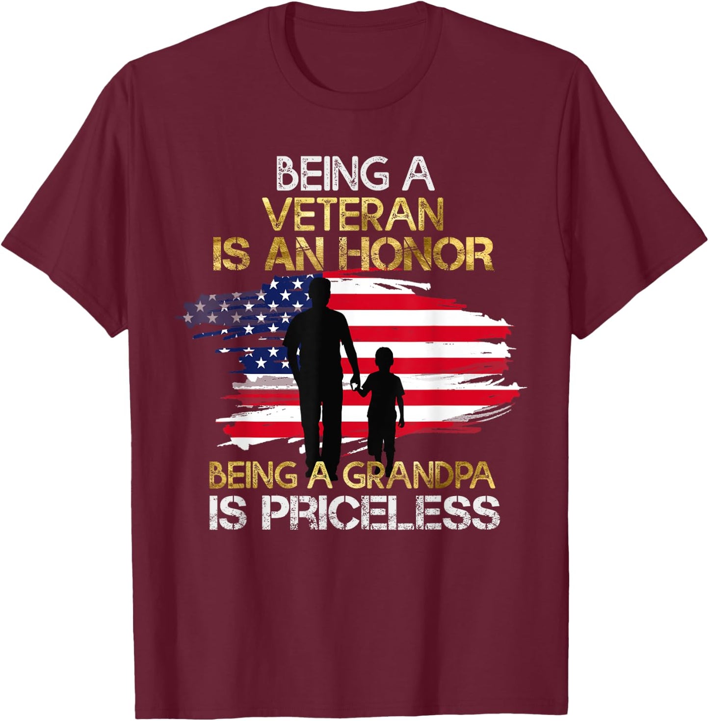 Gift Veteran Grandpa T-Shirt - T-Shirt | Maroon
