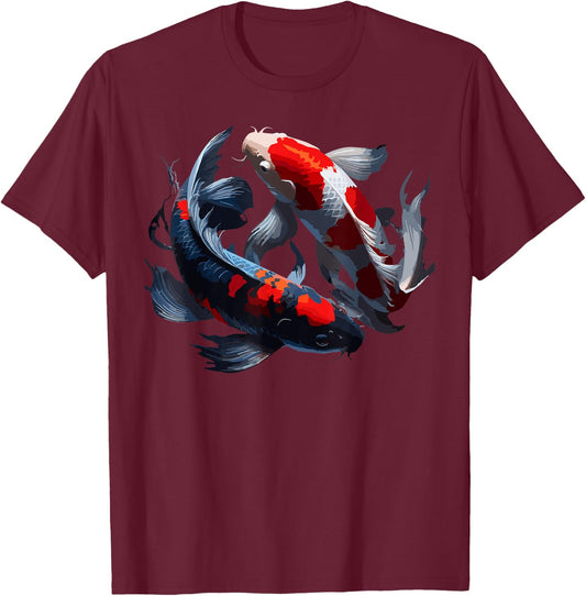 Japanischer Koi-Karpfen Nishikigoi Fisch Kirschblüten Herren Damen T-Shirt - T-Shirt | Maroon