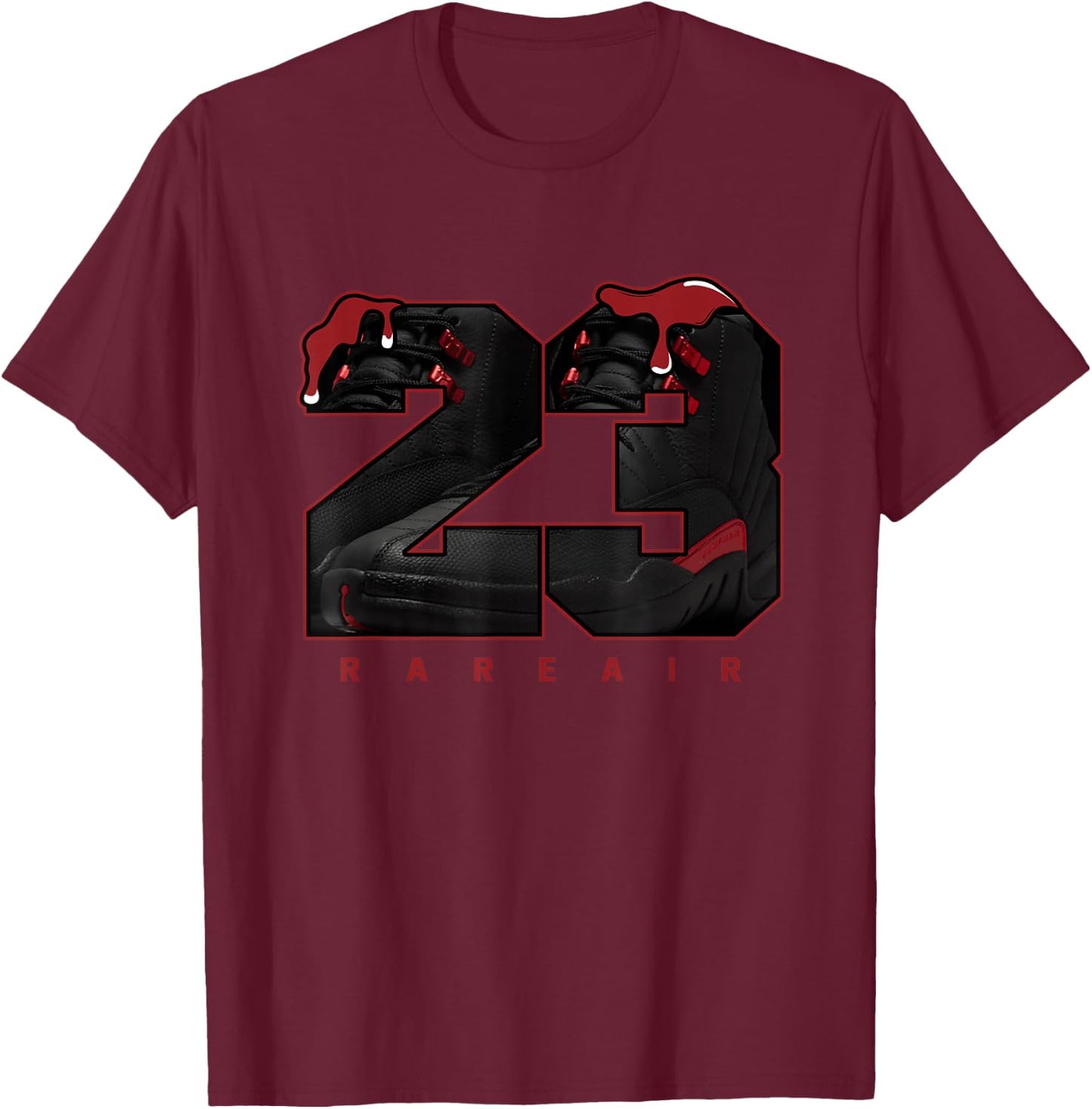 Bloodline 12s Outfit Number 23 Drip Street T-Shirt - T-Shirt | Maroon
