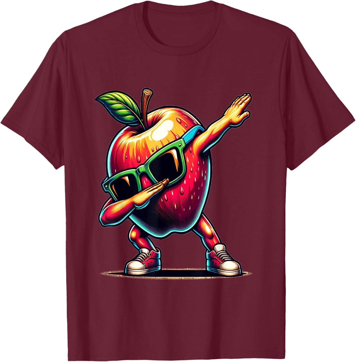 Dab Tanz Apfel Lustige Tanzende Dabbing Frucht T-Shirt - T-Shirt | Maroon