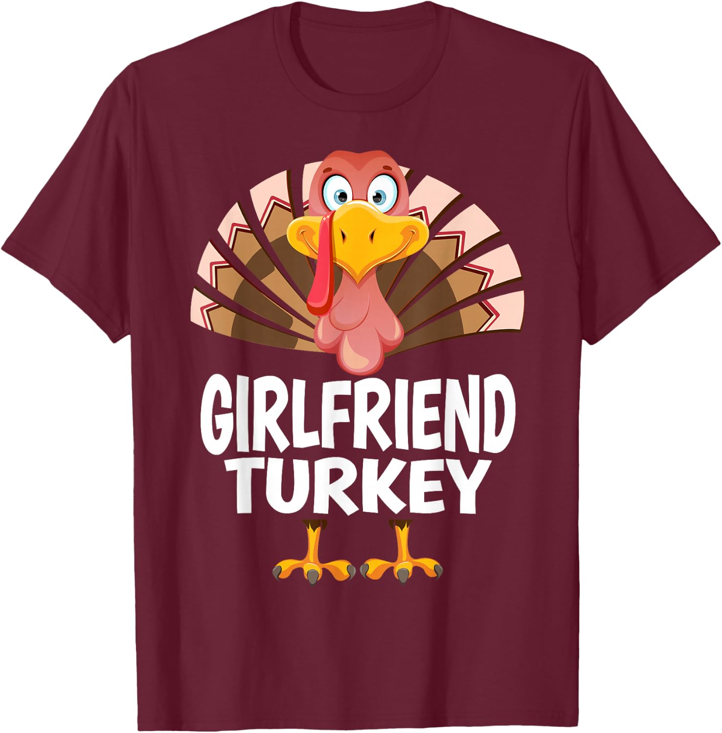 Thanksgiving Girlfriend Turkey Matching Pajama T-Shirt - T-Shirt | Maroon