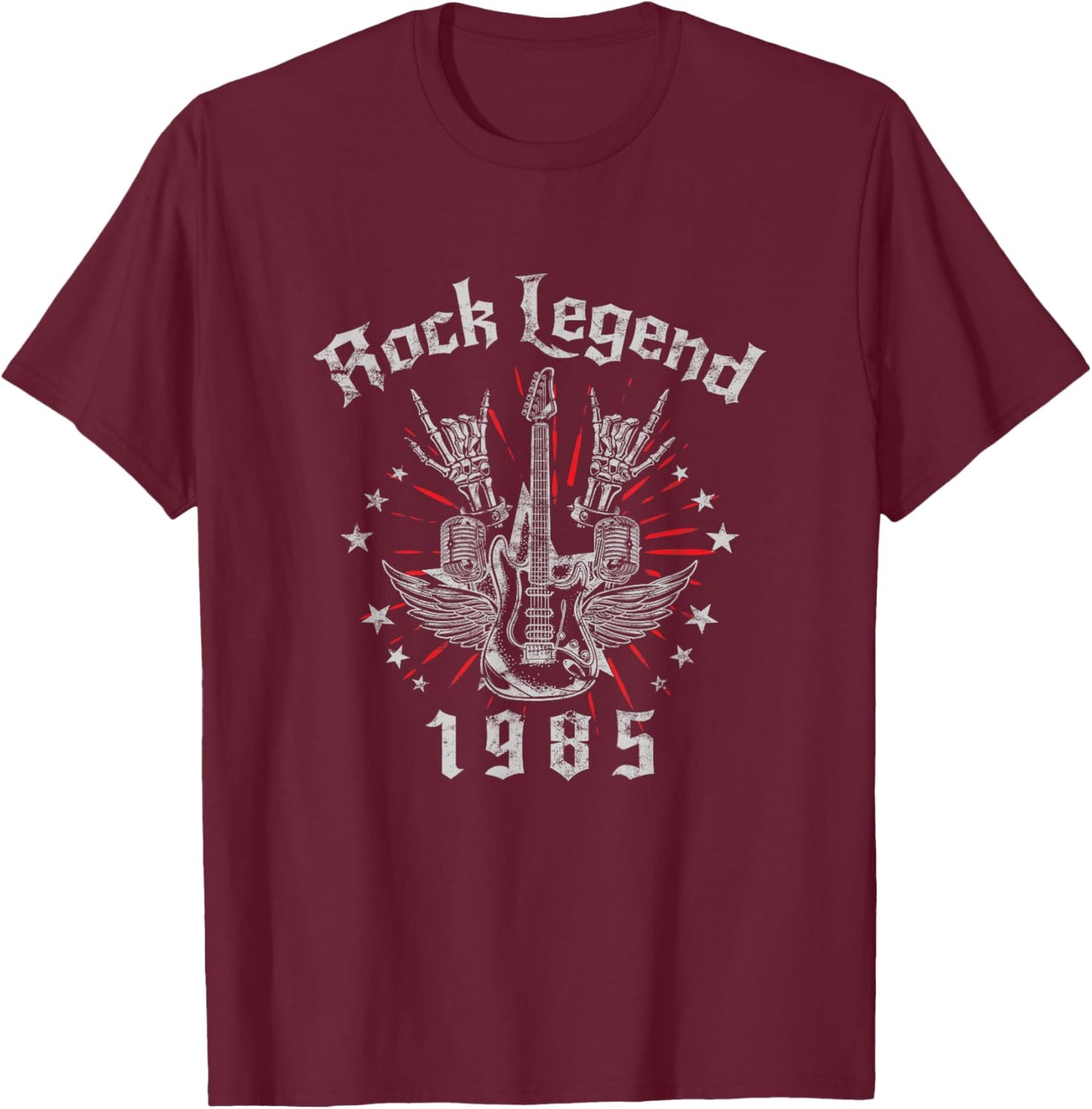 Rock Legend Guitar 1985 Vintage Retro Rock Men Women T-Shirt - T-Shirt | Maroon