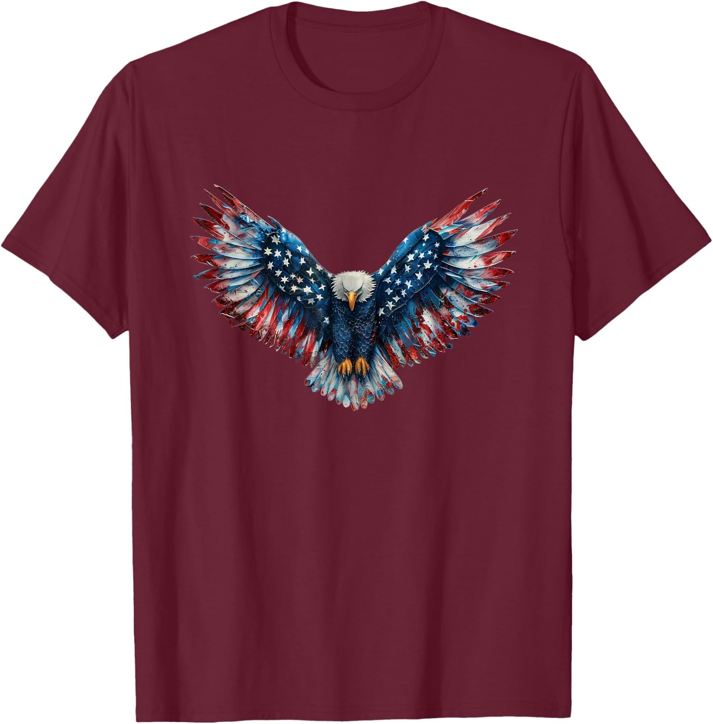 Patriotic American Design Bald Eagle Flag Love America USA T-Shirt - T-Shirt | Maroon
