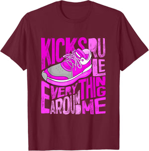 Pink Color Kicks Rule Everything Around Me Pink Graphic T-Shirt - T-Shirt | Maroon