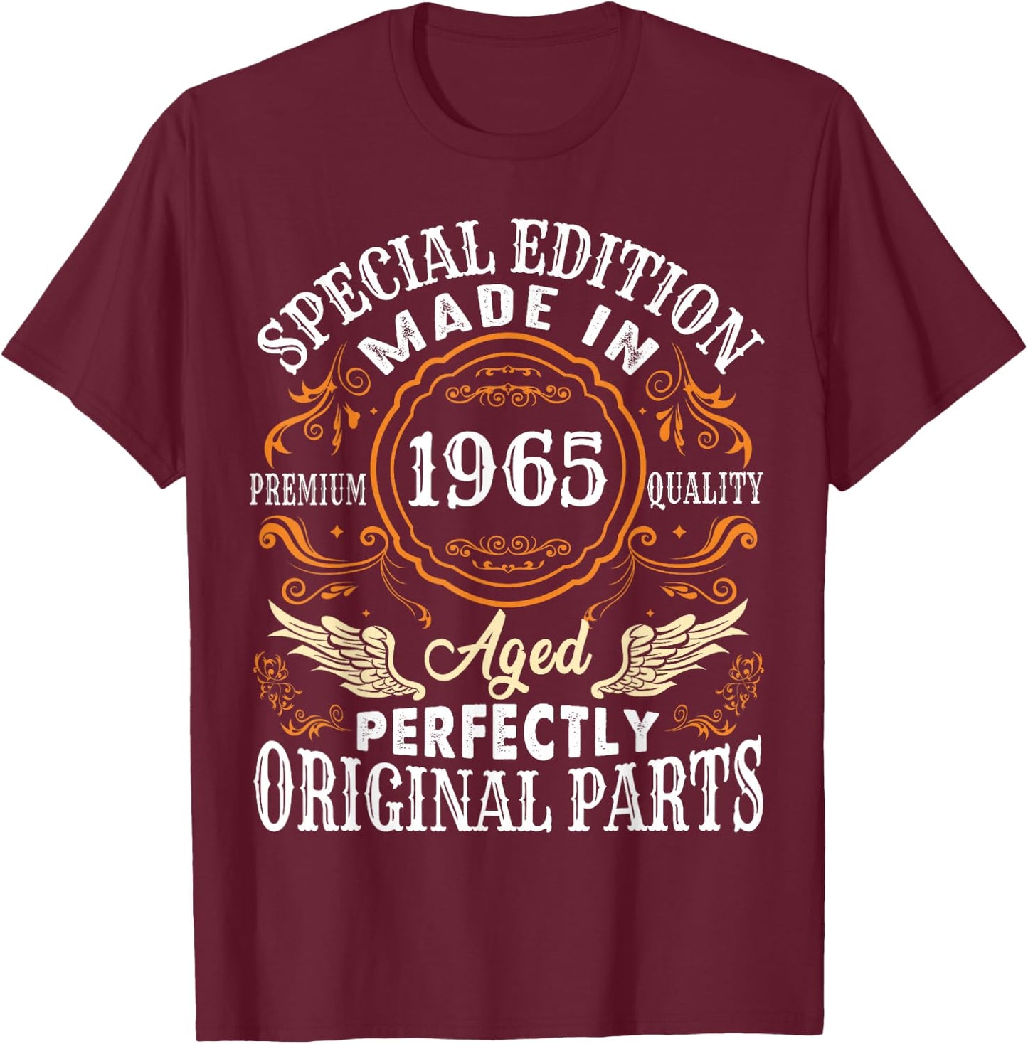 Vintage 1965 60th Birthday 60 Years Old T-Shirt - T-Shirt | Maroon