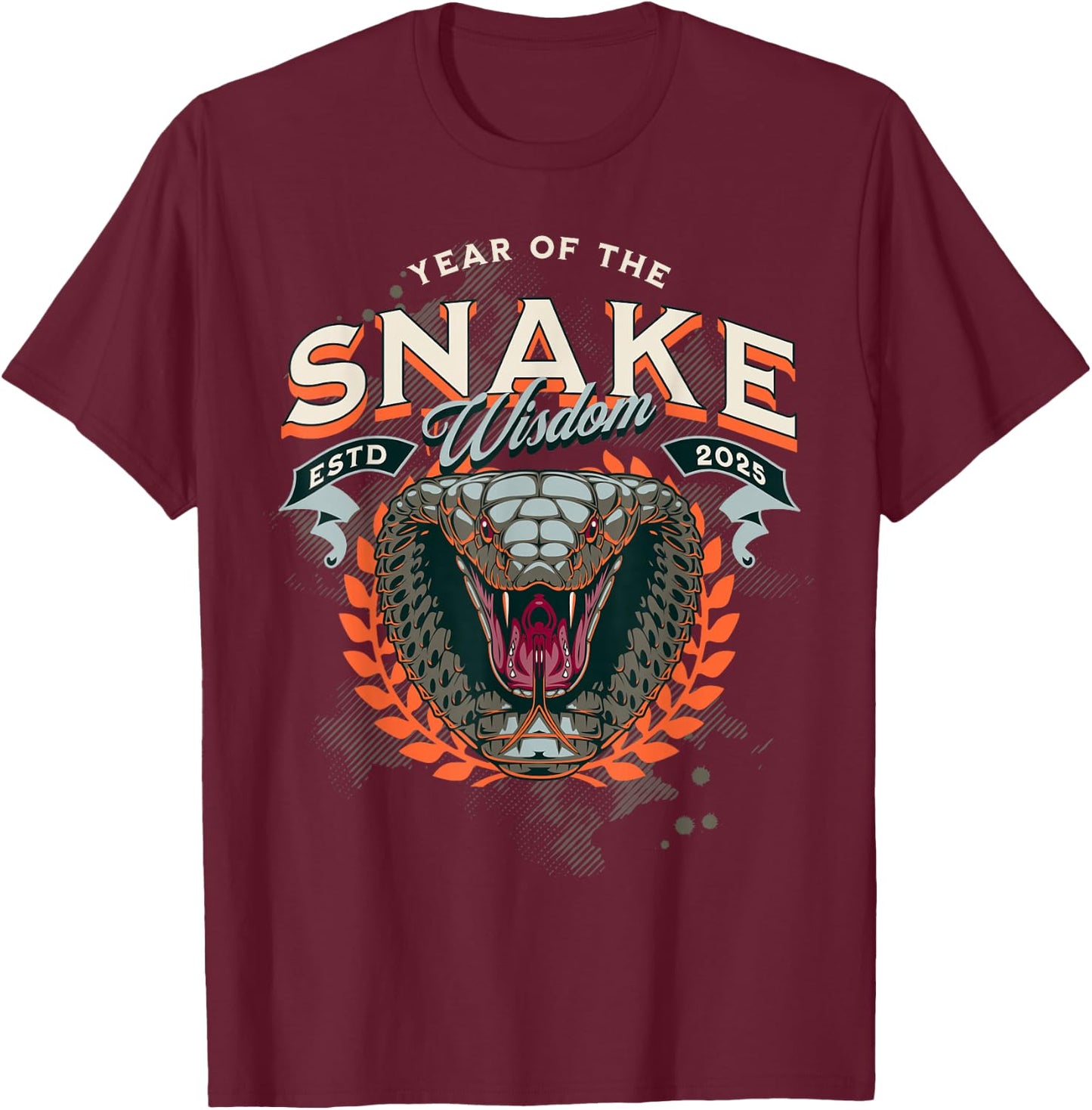 Celebrate Chinese New Year of the Snake 2025 Cobra Men Women T-Shirt - T-Shirt | Maroon