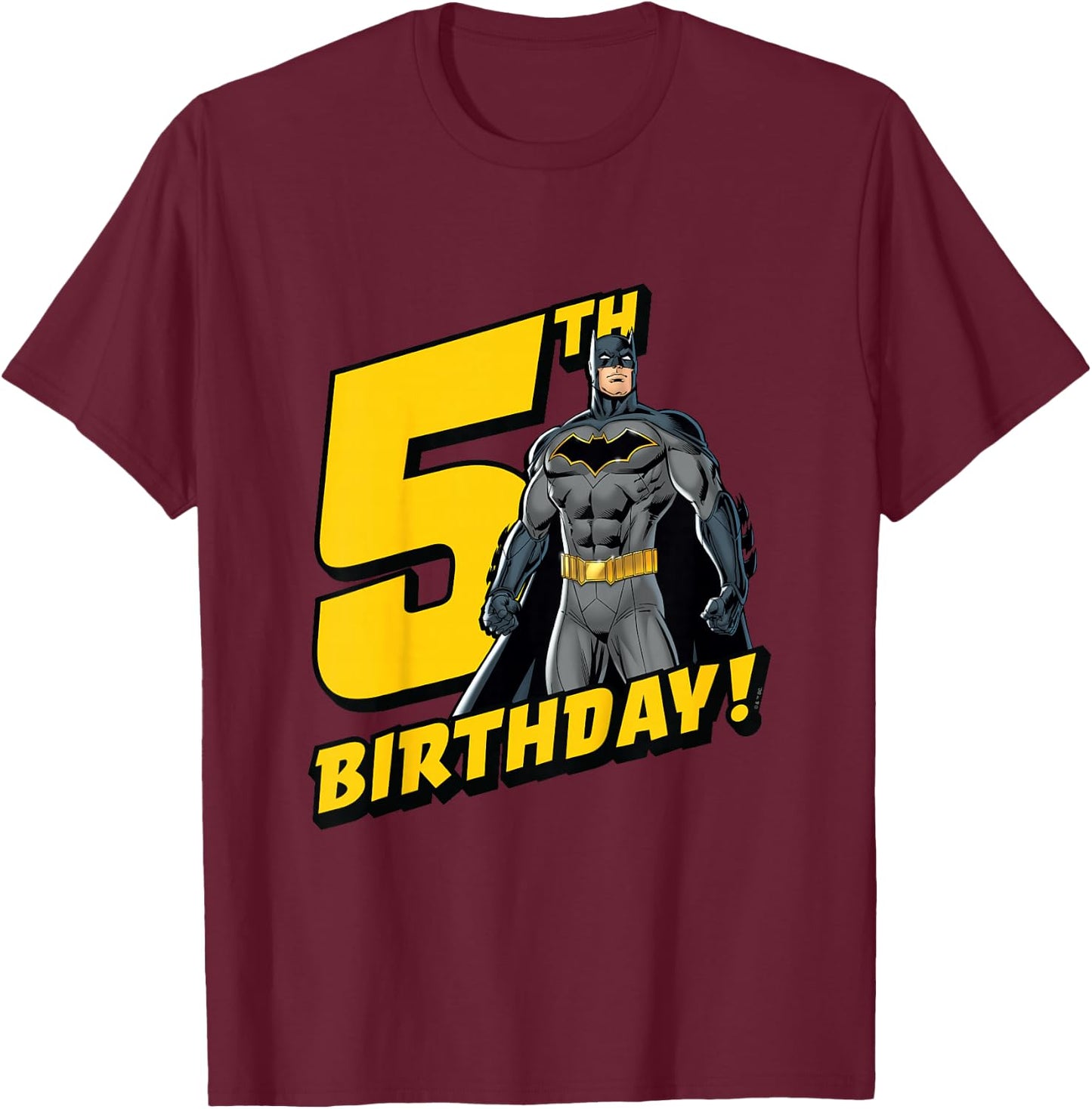 Kids Batman 5th Birthday T-Shirt - T-Shirt | Maroon