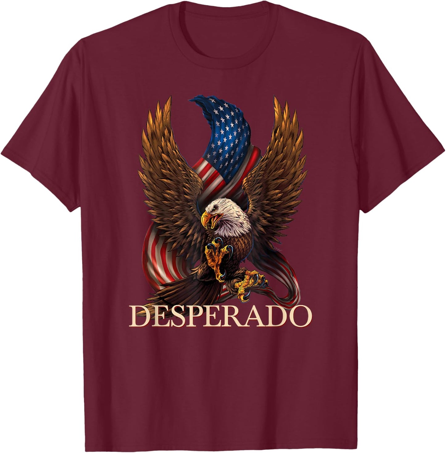 Desperado Cowboy Designs Store Desperado Cowboy Eagle - Black, , Short Sleeve, Letter Print, Modern, Casual T-Shirt - T-Shirt | Maroon