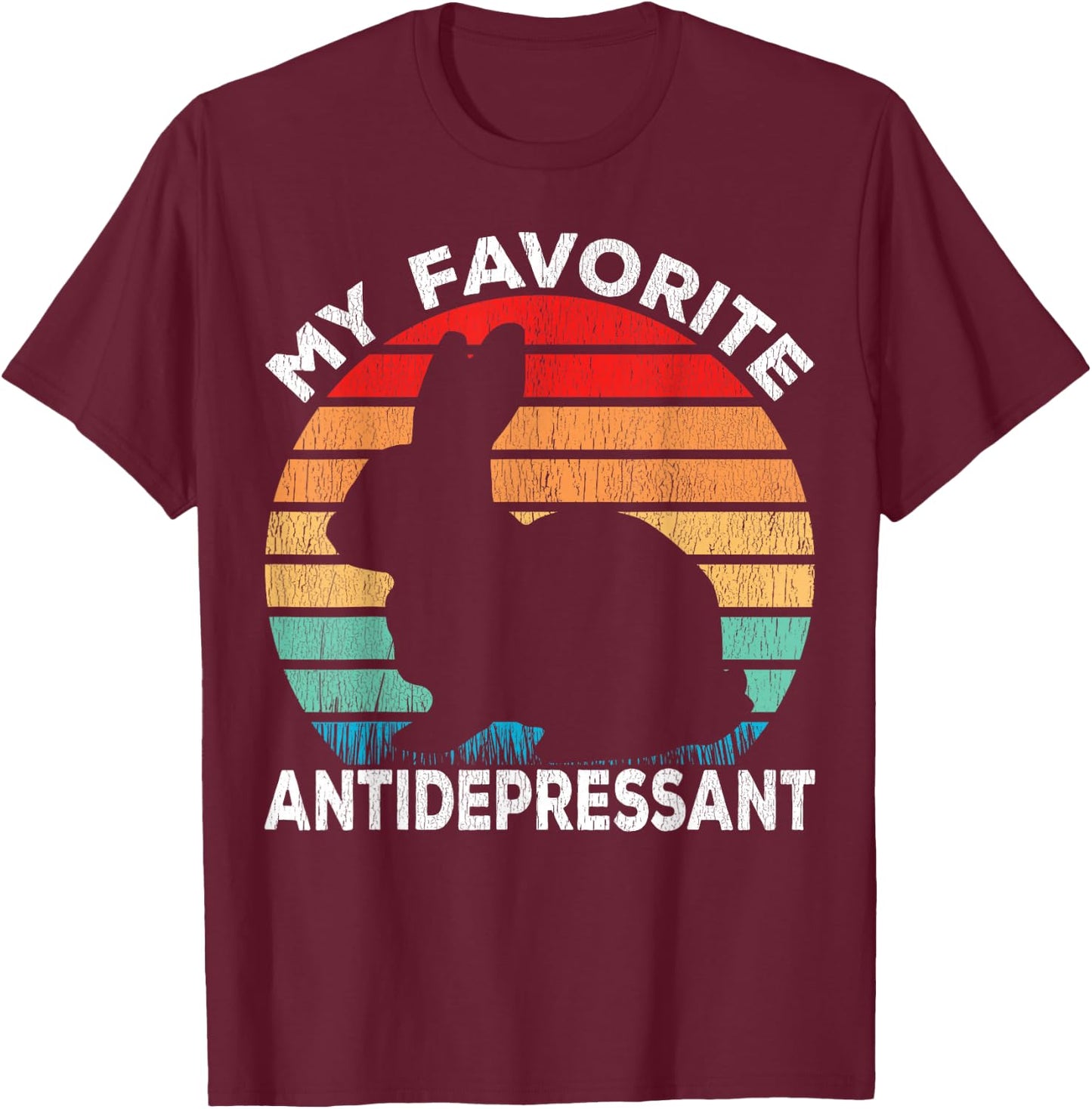 Bunny Antidepressant - Bunny Lover Funny T-Shirt - T-Shirt | Maroon