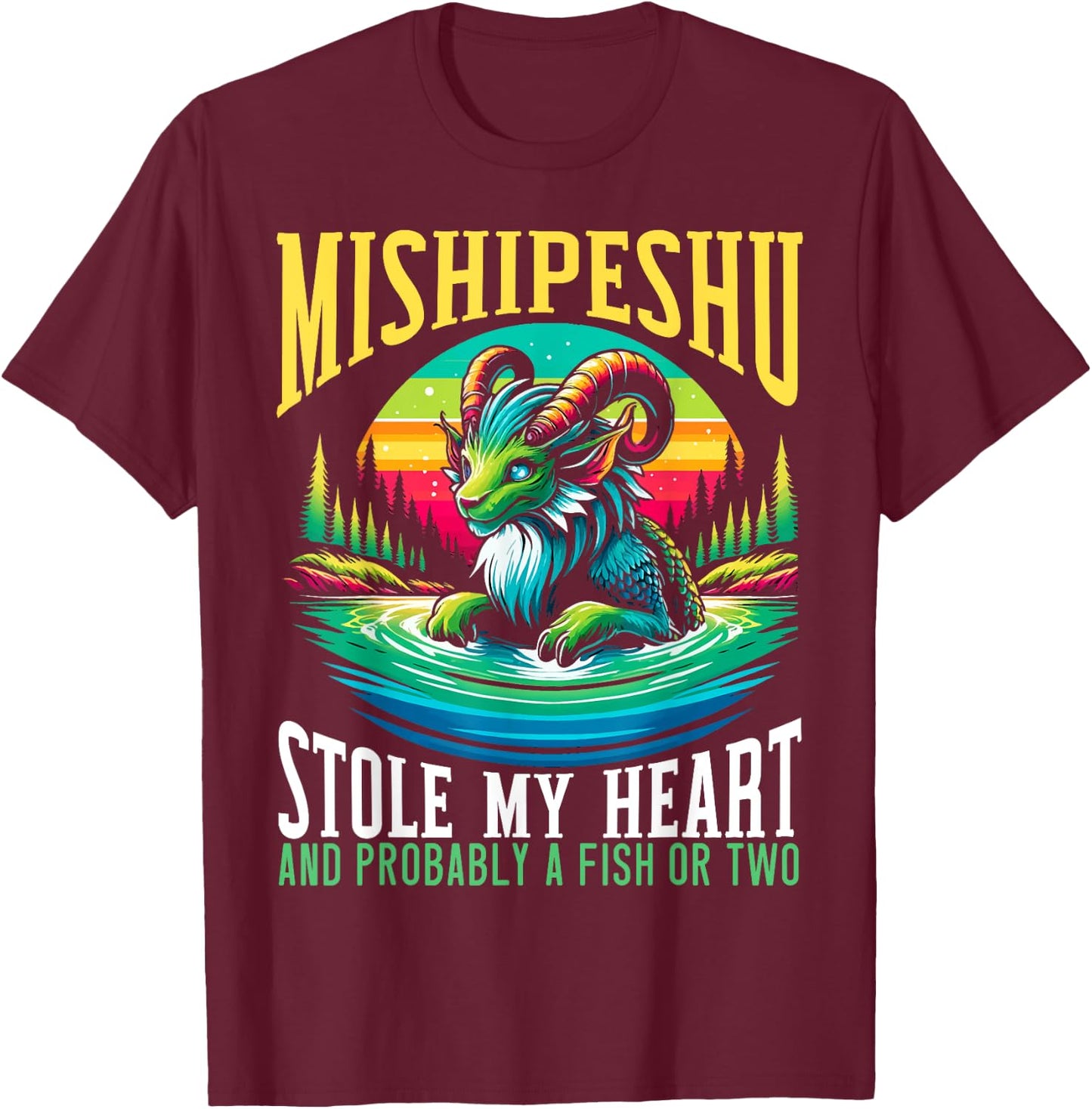 Mishipeshu Mythical Creature Cryptozoology Cryptid T-Shirt - T-Shirt | Maroon