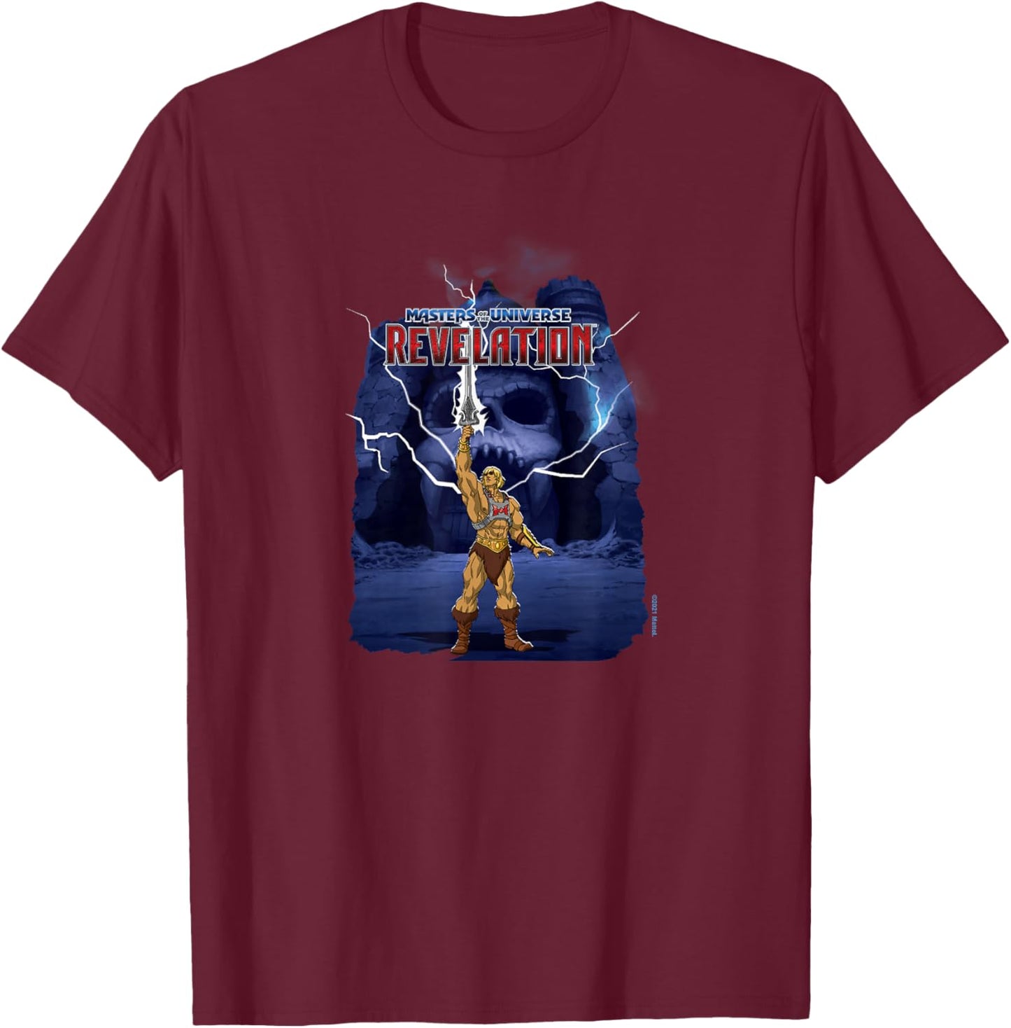 The Masters of the Universe: The Revelation - He-Man Grayskull , black T-Shirt - T-Shirt | Maroon