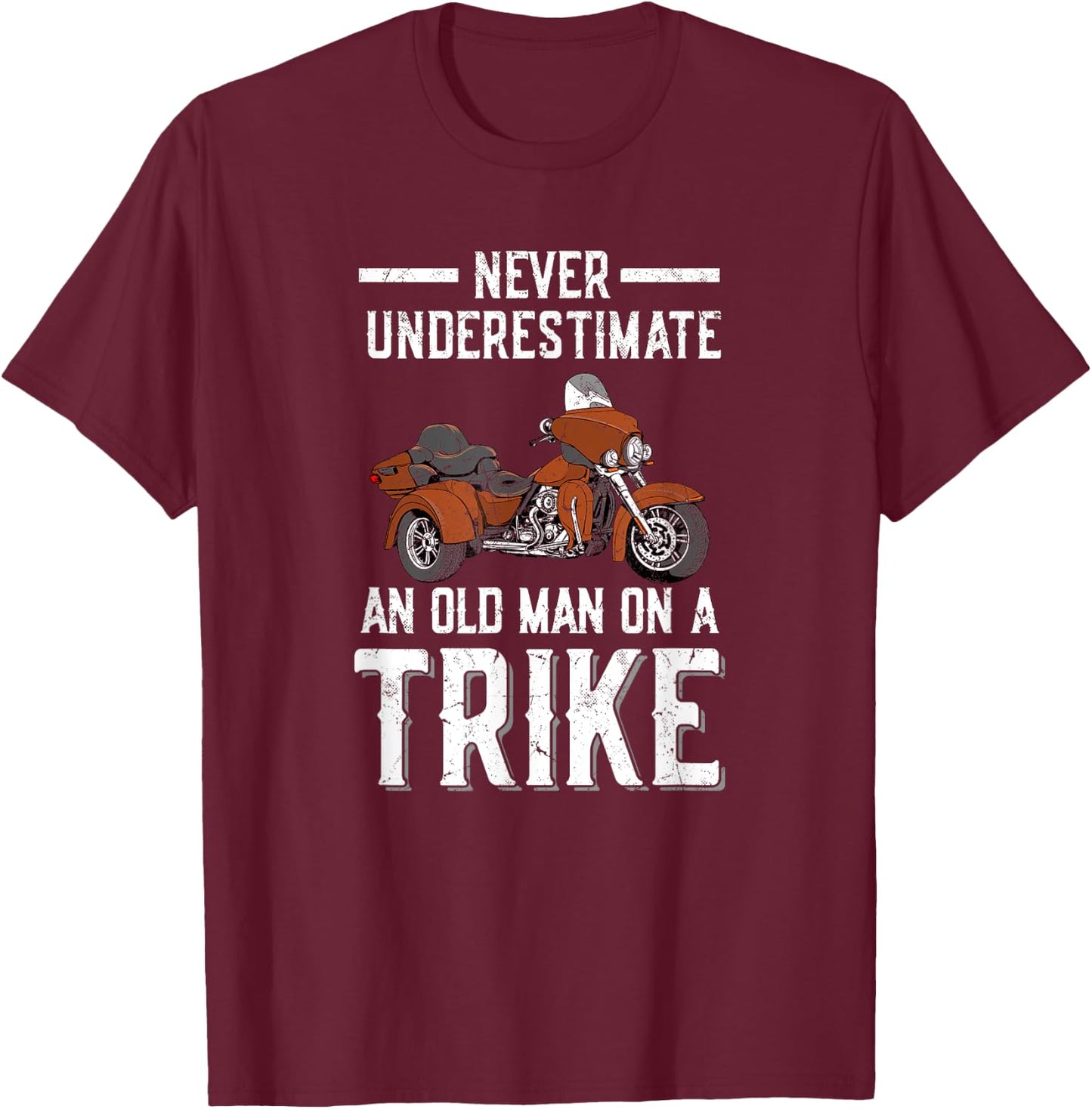 Trike Motorcycle Accessories & Triker Gifts -Adults Black Small Classic Fit Crew Collar Short Sleeve T-Shirt - T-Shirt | Maroon