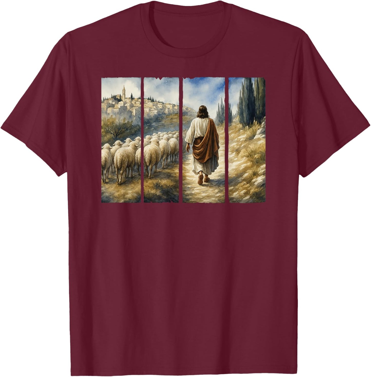 The Lord Is My Shepherd Jesus Christ The Good Shepherd T-Shirt - T-Shirt | Maroon