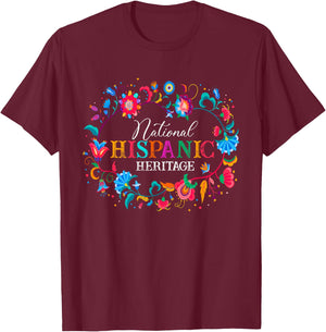 Hispanic Heritage Month Flower Latino Countries Flags T-Shirt - T-Shirt | Maroon