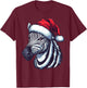 Zebra Santa Hat Funny Xmas Zebra Lovers Christmas Pajama T-Shirt - T-Shirt | Maroon