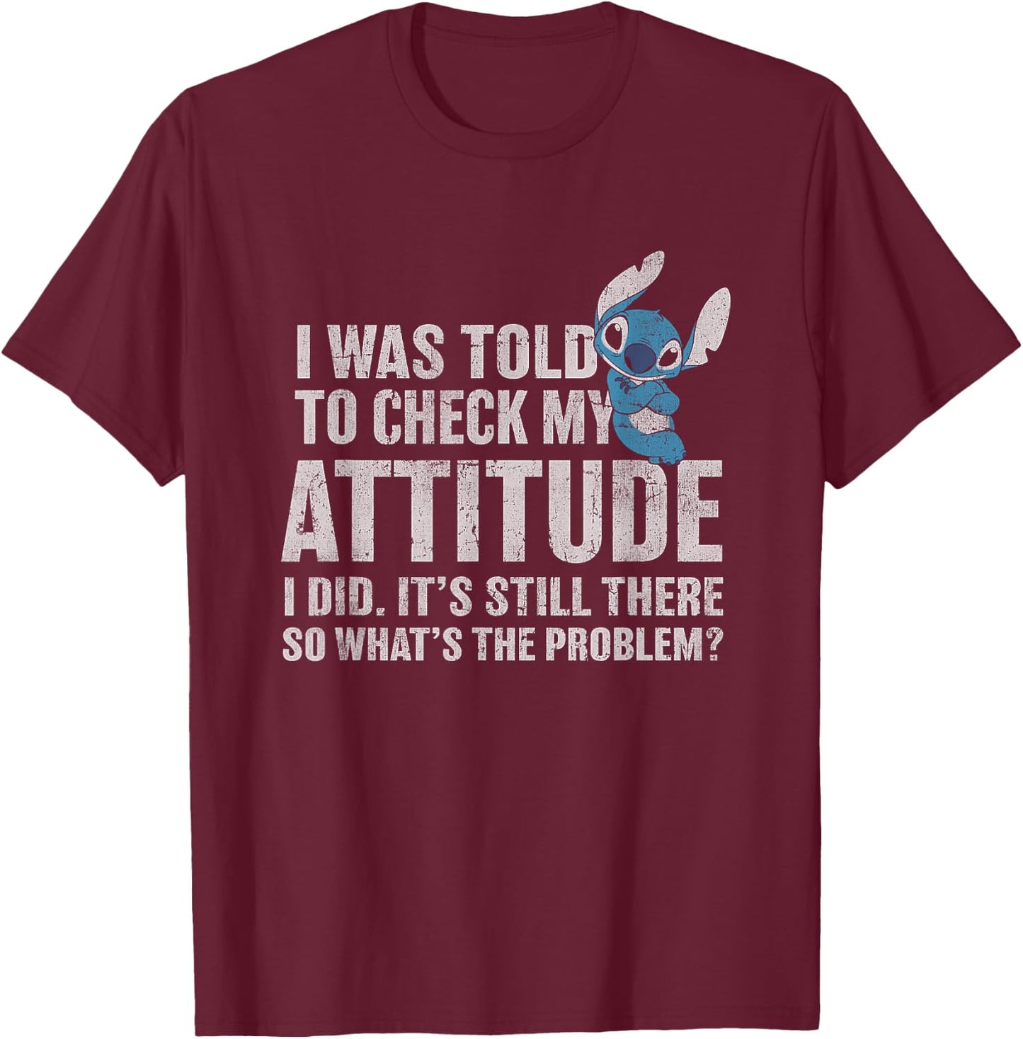 Disney Lilo & Stitch Attitude Problem Alien T-Shirt - T-Shirt | Maroon