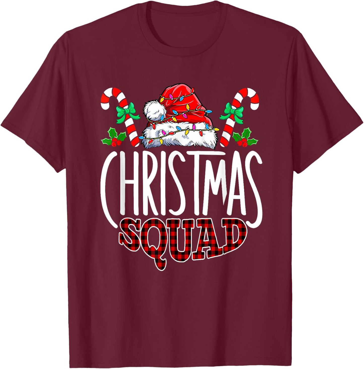Christmas Squad Family Group Matching Christmas Pajama Party T-Shirt - T-Shirt | Maroon