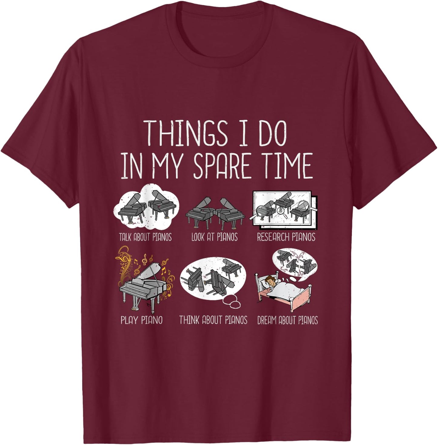 Funny Piano Player Men Music Grand Piano T-Shirt - T-Shirt | Maroon