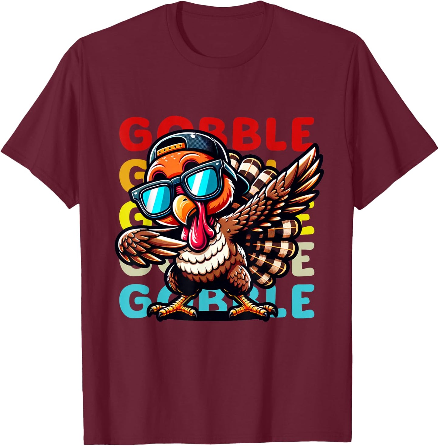 Thanksgiving Turkey Shirt Kids Boys Girls Turkey Thansgiving T-Shirt - T-Shirt | Maroon