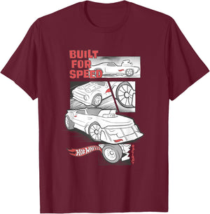 Hot Wheels - Built for Speed Comic Panels T-Shirt - T-Shirt | Maroon