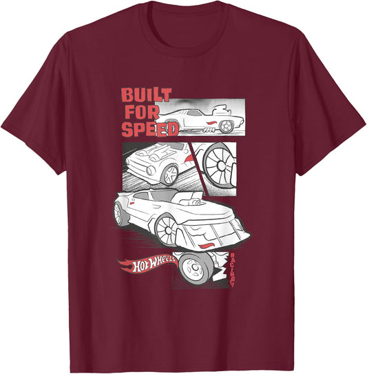 Hot Wheels - Built for Speed Comic Panels T-Shirt - T-Shirt | Maroon