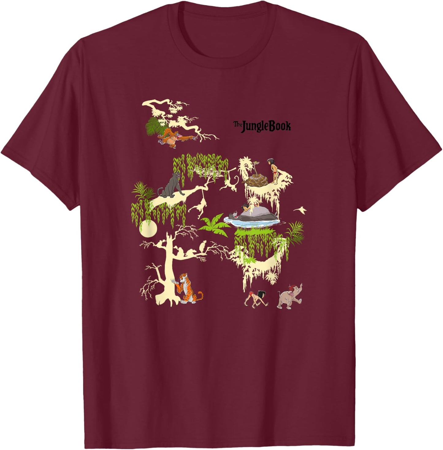 Disney The Jungle Book Scenes Group Poster T-Shirt - T-Shirt | Maroon