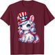 Unicorn 4th of July Shirt Girls Women USA Flag Kids Cute T-Shirt - T-Shirt | Maroon