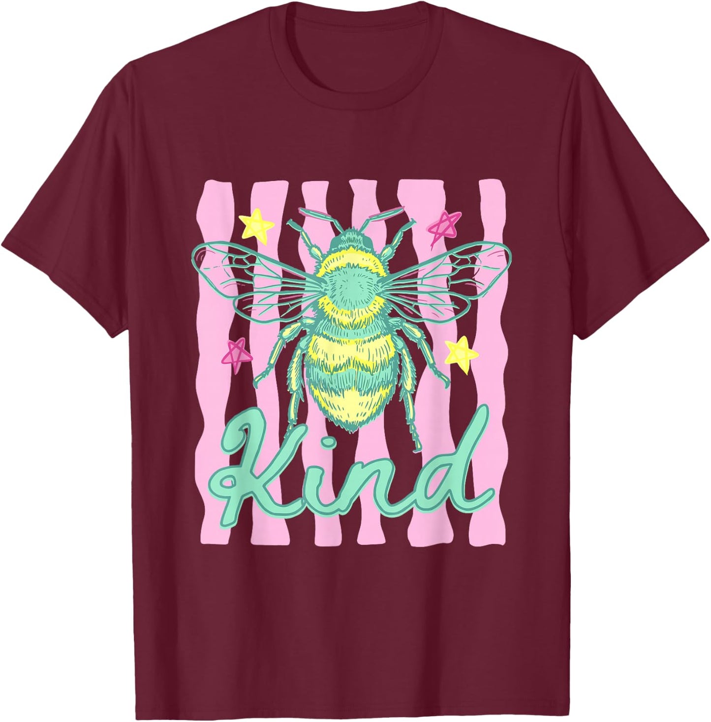 Preppy Be Kind Bee Summer Vibes Mental Health Matters T-Shirt - T-Shirt | Maroon
