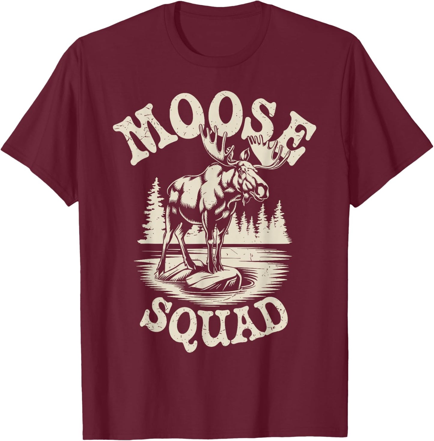 Moose Squad Funny Moose T-Shirt - T-Shirt | Maroon