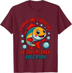 Enfant Pêche avec papa drôle de poisson qui saute T-Shirt - T-Shirt | Maroon