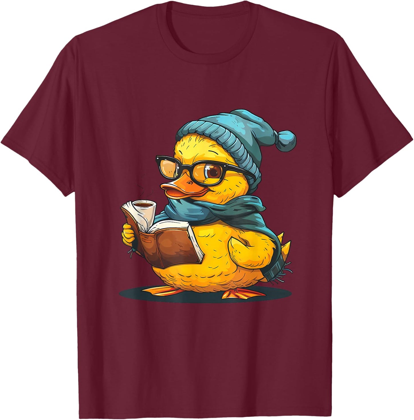 Rubber Duck Reading Book Rubber Duckie Reader Coffee Lover T-Shirt - T-Shirt | Maroon