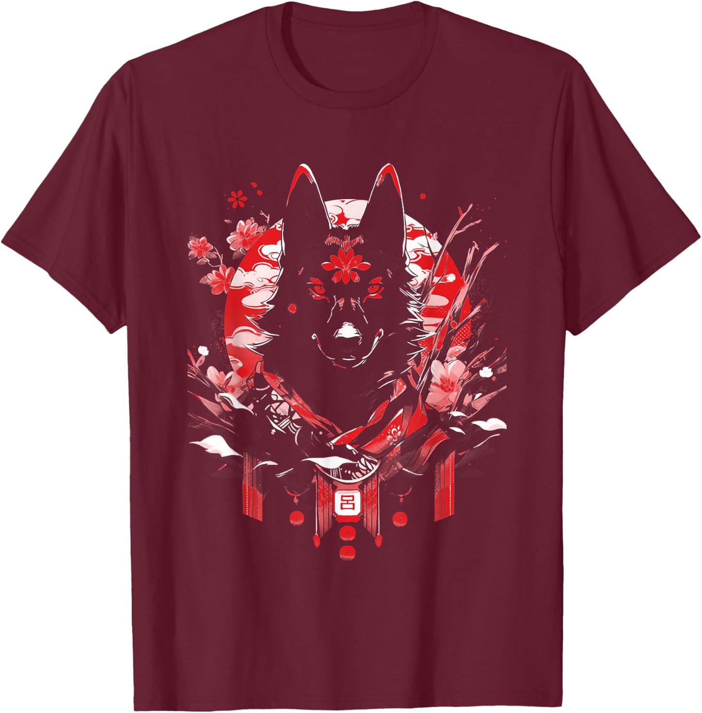 Sable Black German Shepherd Dog Ninja Samurai Japanese Cute T-Shirt - T-Shirt | Maroon