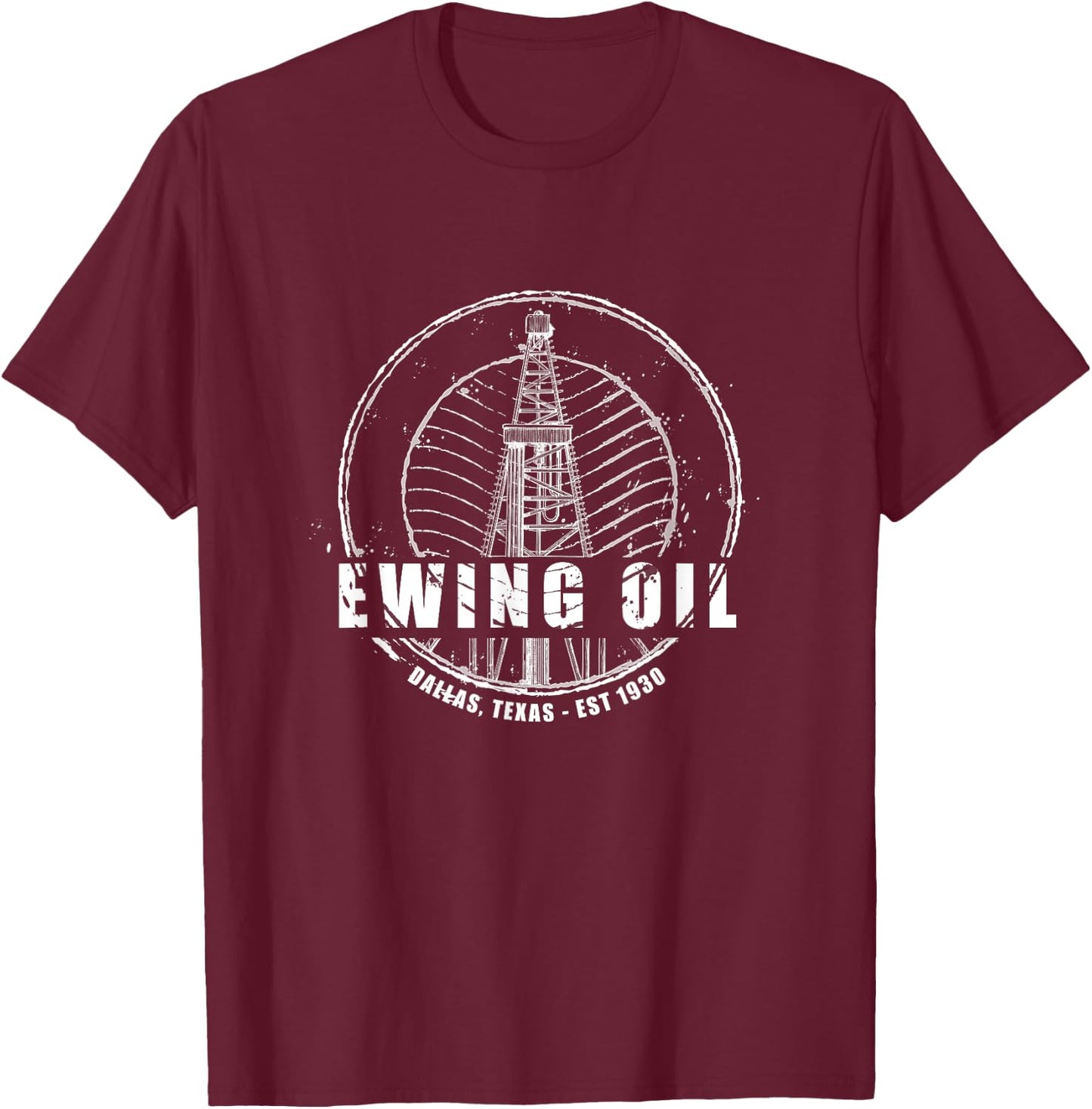 DALLAS | Ewing Oil Company Classic 80er Jahre TV T-Shirt - T-Shirt | Maroon