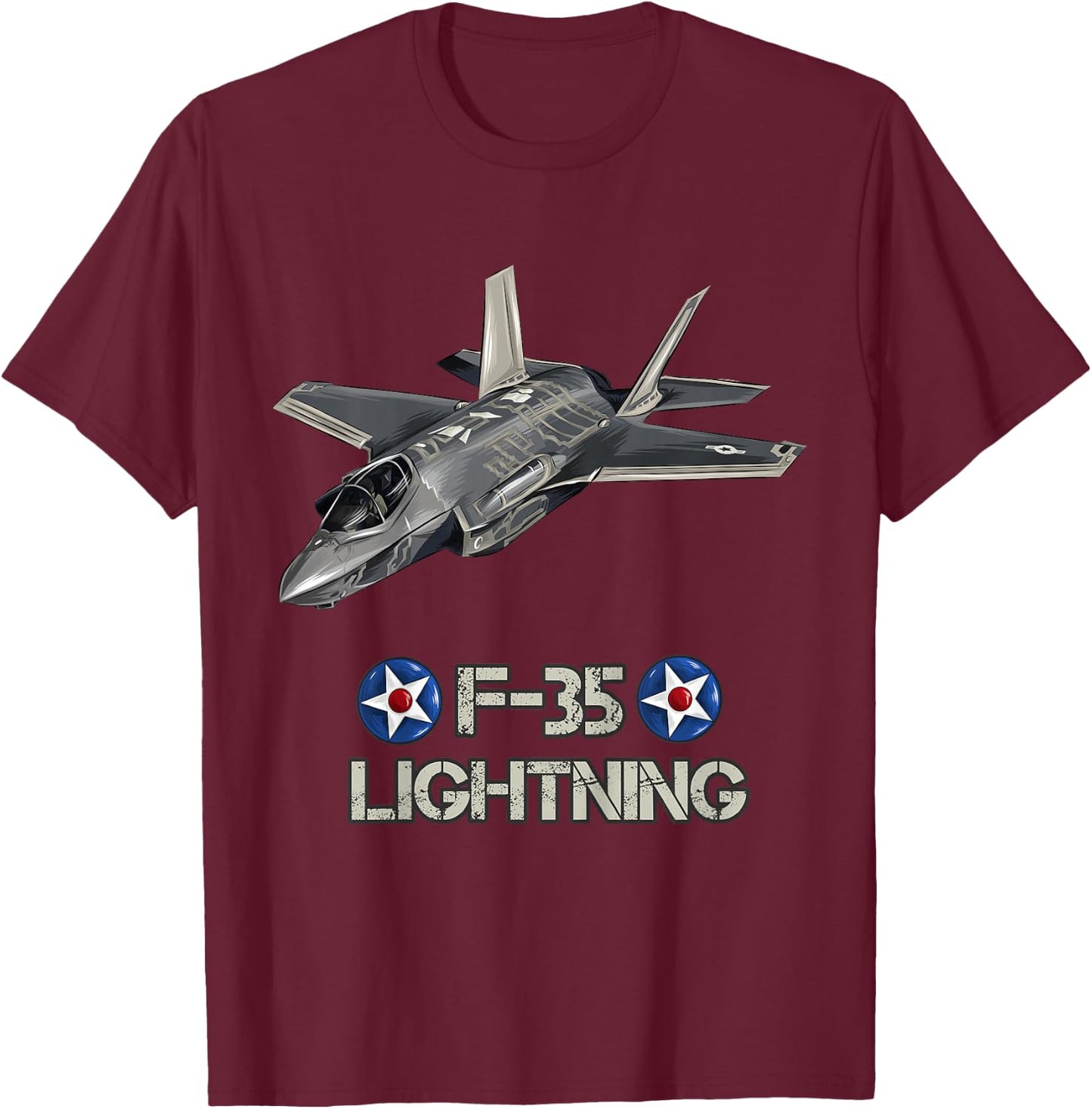 American Aircraft Stealth Fighter F35 lightning T-Shirt - T-Shirt | Maroon